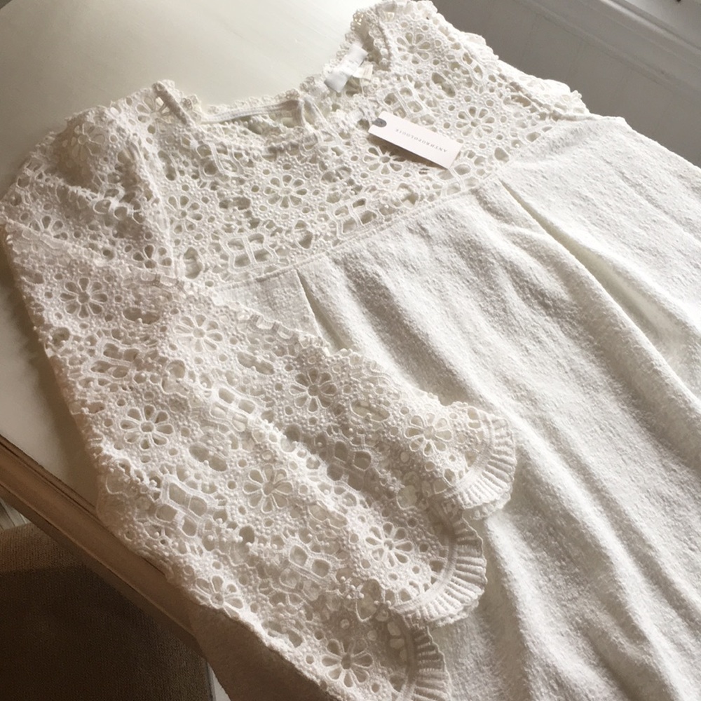 Anthropologie white lace top
